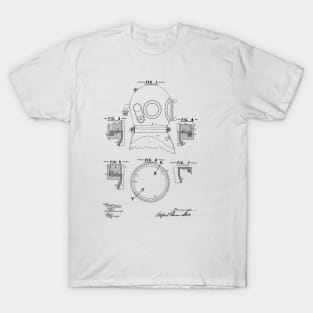 Means for Attaching Helmet and Diving Suit Vintage Patent Hand Drawing T-Shirt